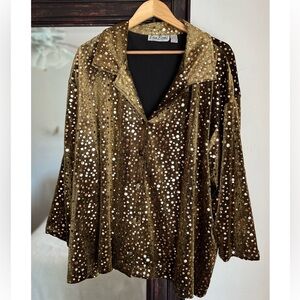 Erica Brooke Velvet Gold Dot Button Down